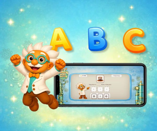 WiggleWoo app showing ABC letters and phone preview