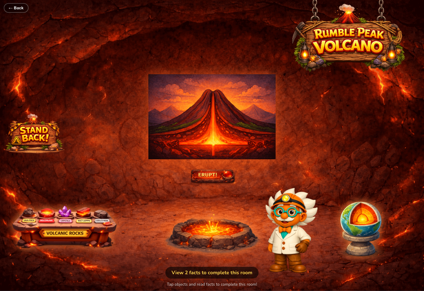 A WiggleWoo Discovery Room with illustrated facts to explore